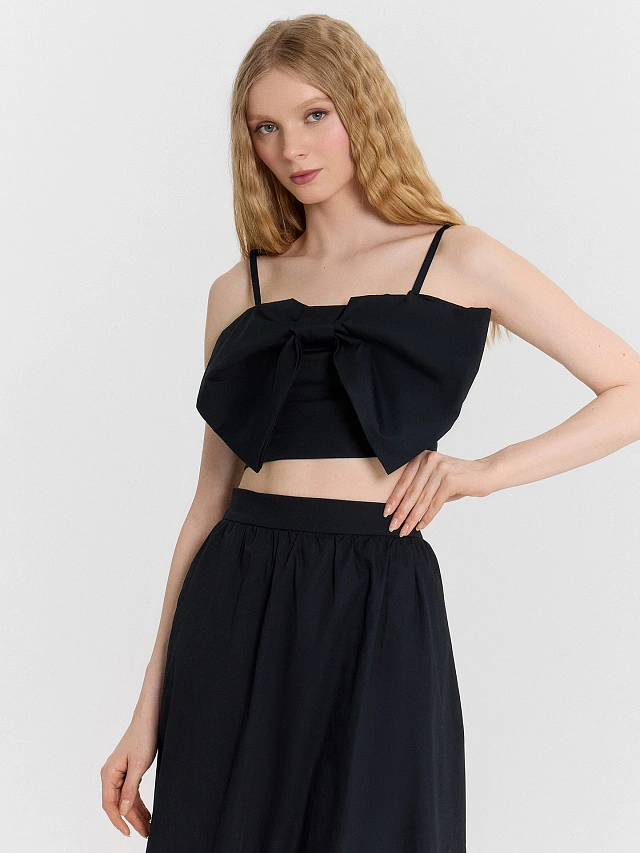 Топ женский с бантом черный, 24-33113Ц-9 
Топ женский с бантом черный, 24-33113Ц-9