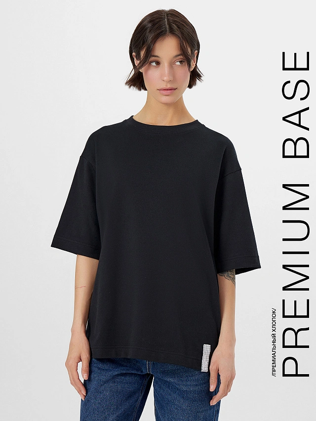 Футболка женская черная, Черный, 24-31321Ц-2 
Футболка женская черная, Черный, 24-31321Ц-2