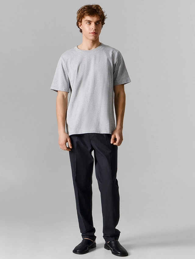 Брюки мужские черные из хлопка и льна