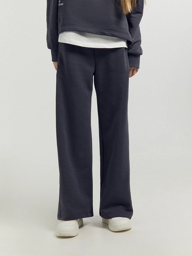 Комплект для девочек (анорак, брюки) серый с печатью - 4