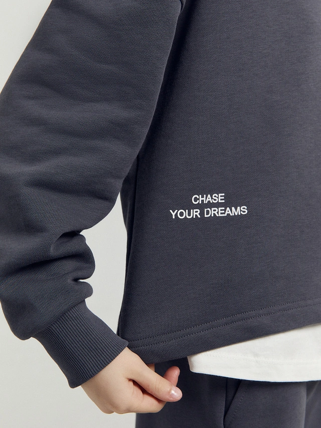 Комплект для девочек (анорак, брюки) серый с печатью - 6