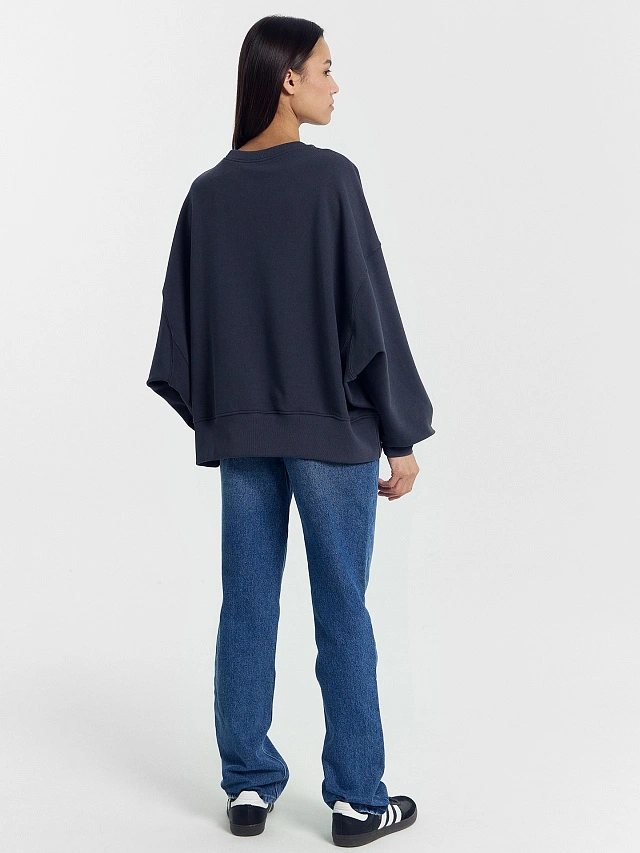 Свитшот женский графитово-серый с печатью - 4