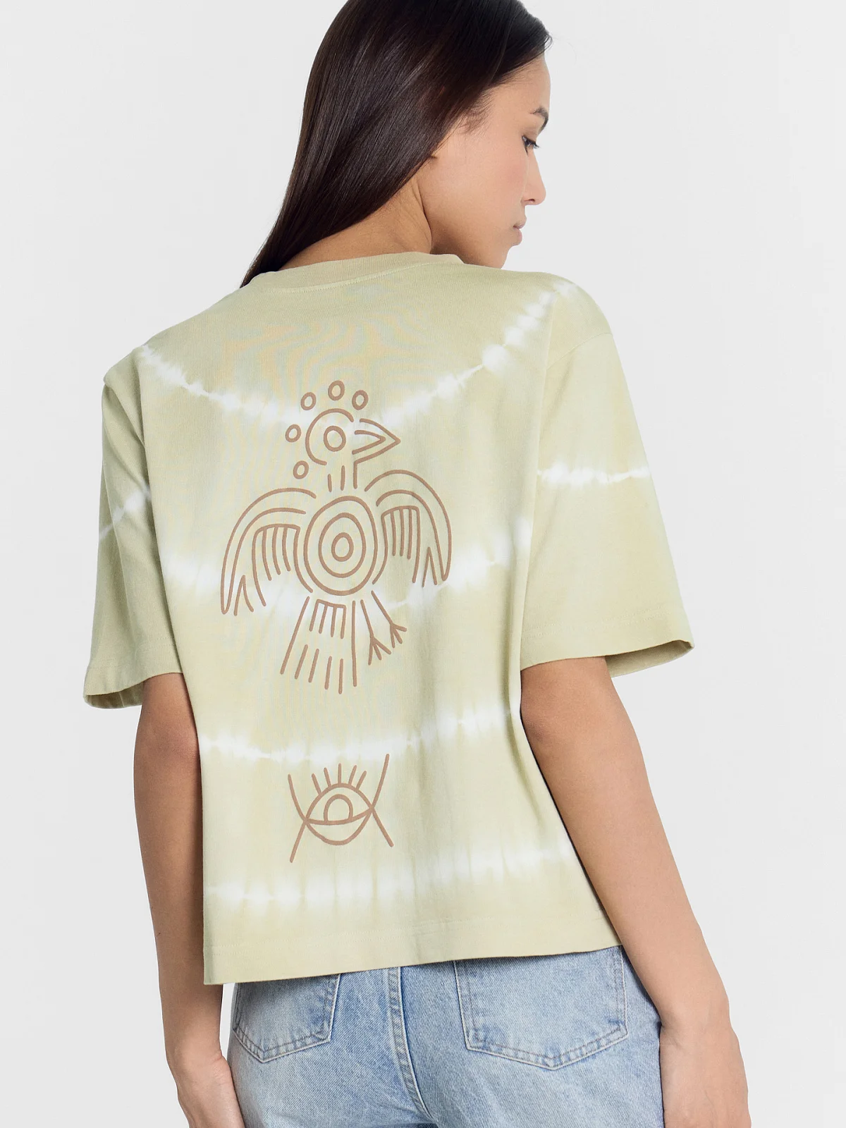 Футболка женская бежевая с дизайнерским принтом