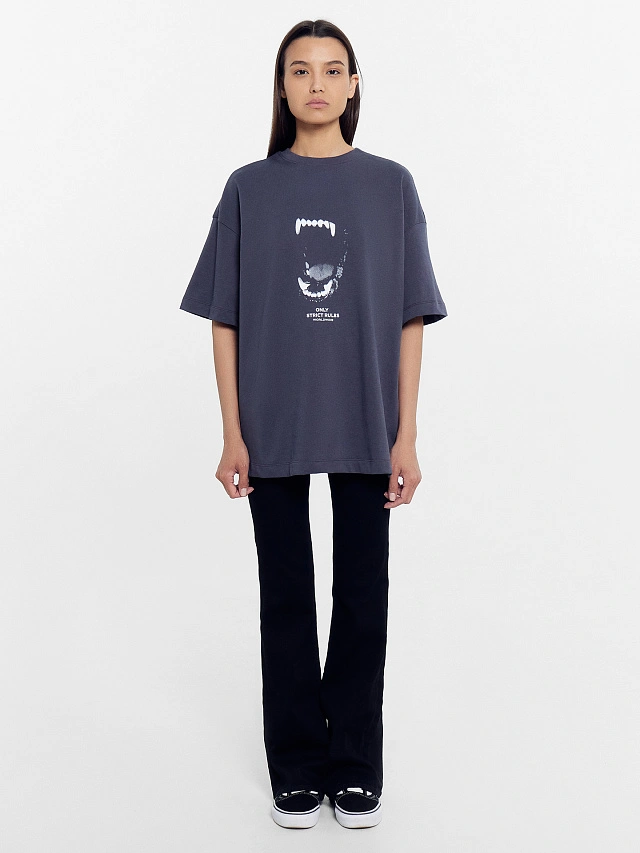 Футболка женская серая с печатью - 3