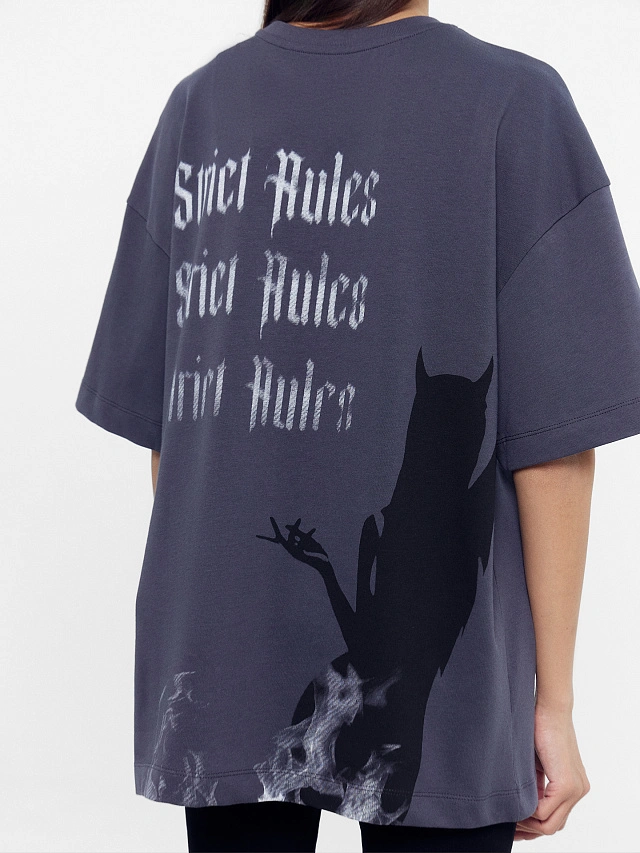 Футболка женская серая с печатью - 5