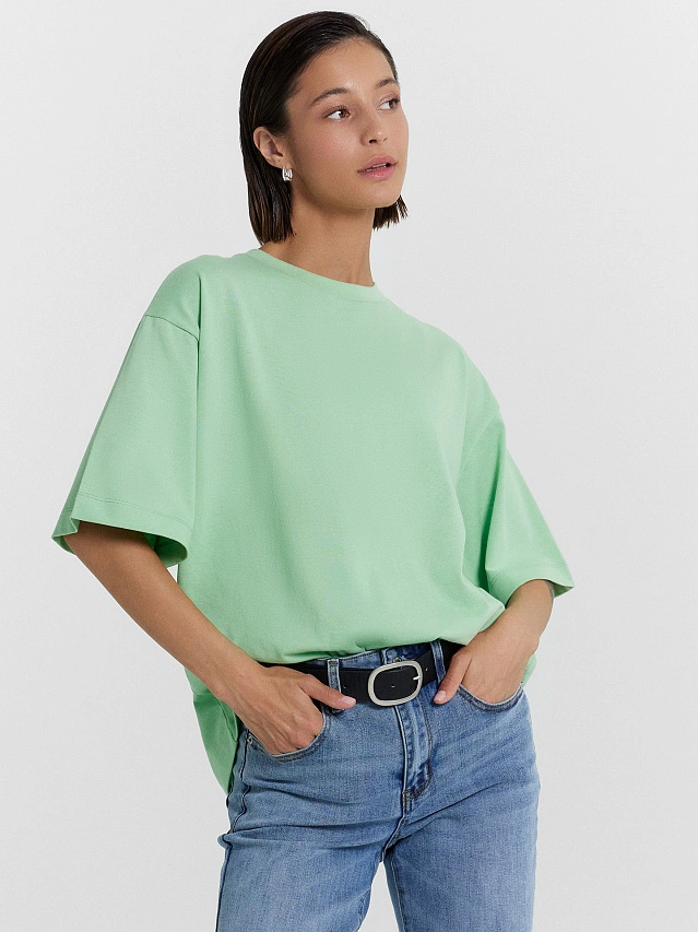 Футболка женская в светло-изумрудном оттенке - 5