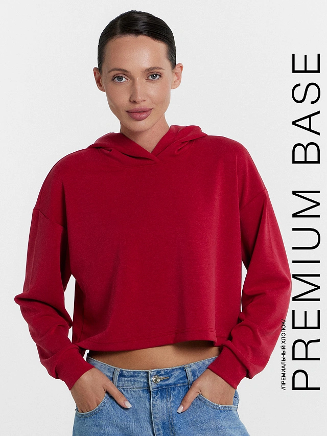 

Худи женское красное, Клюква, 24-29694Ц-2