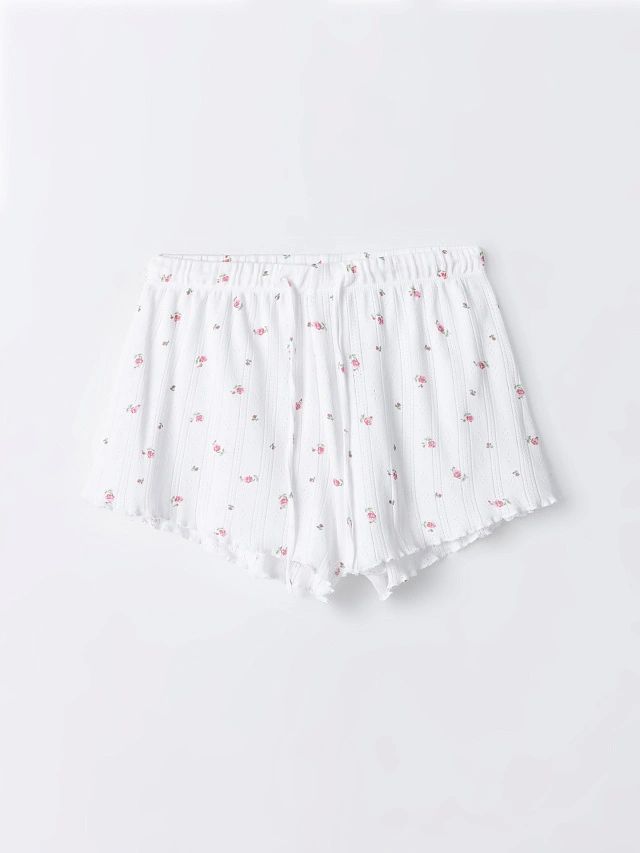 Комплект домашний женский белый с цветочным принтом - 9