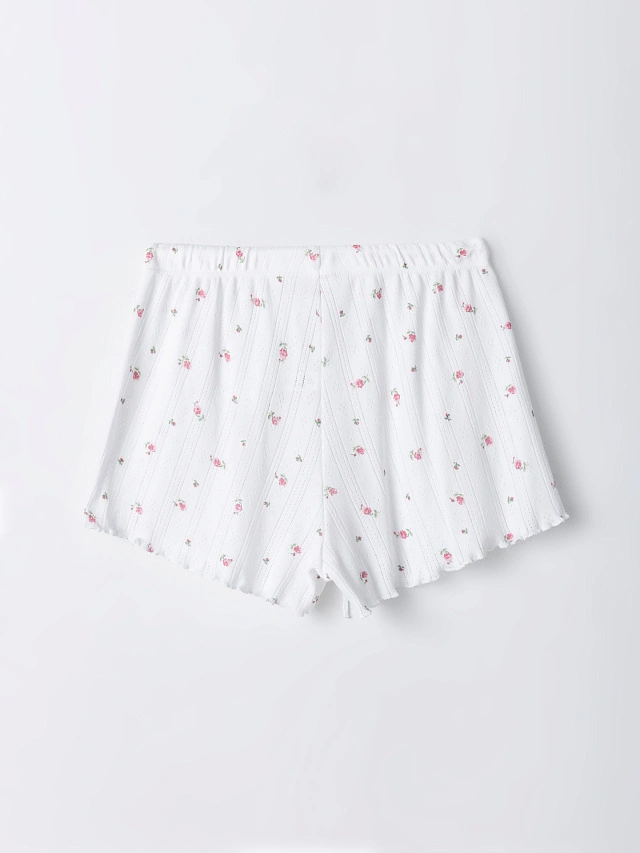 Комплект домашний женский белый с цветочным принтом - 11