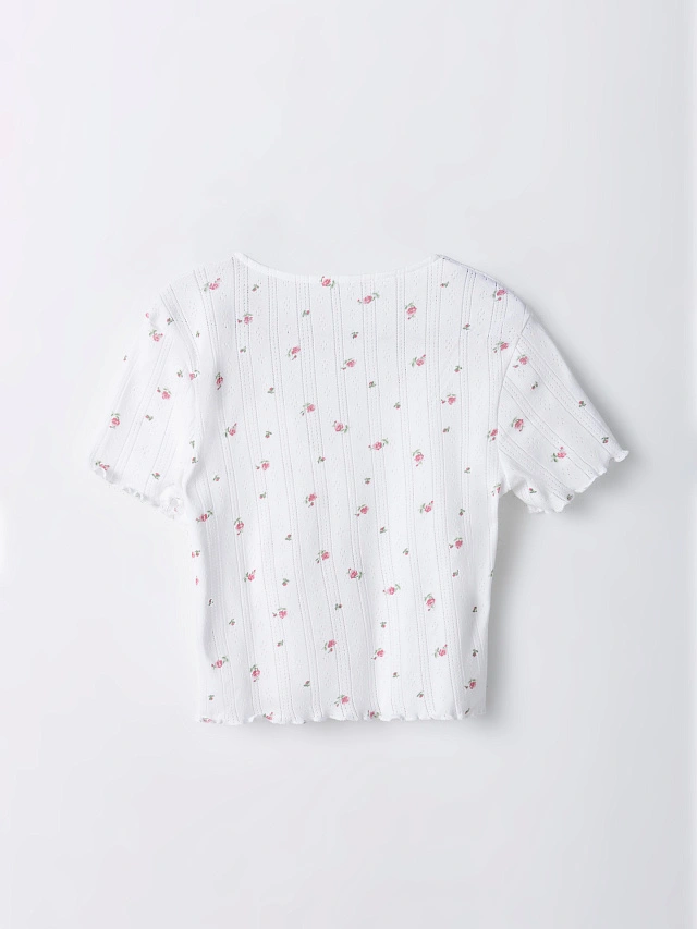 Комплект домашний женский белый с цветочным принтом - 8