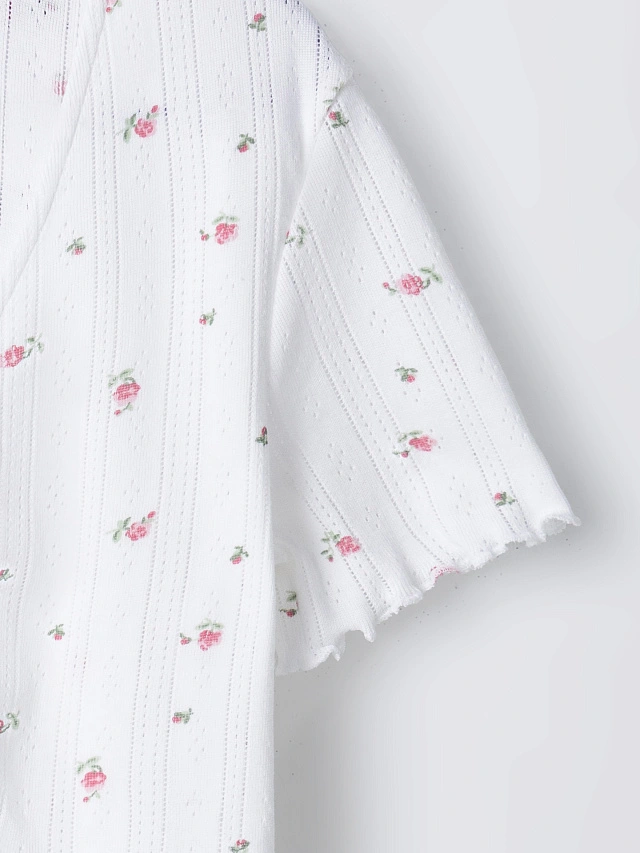 Комплект домашний женский белый с цветочным принтом - 6