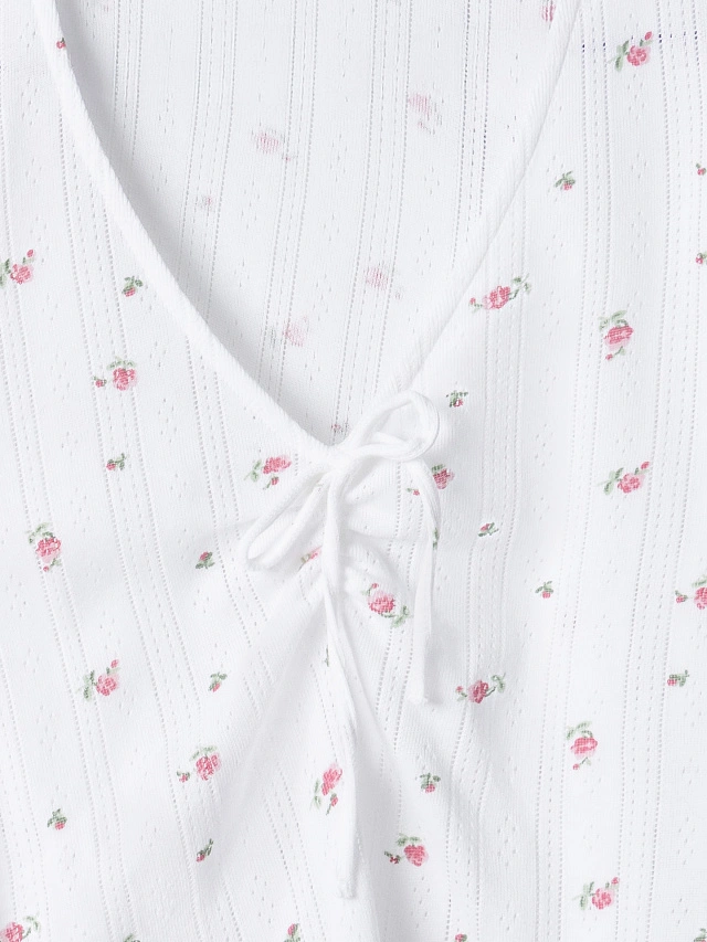 Комплект домашний женский белый с цветочным принтом - 7