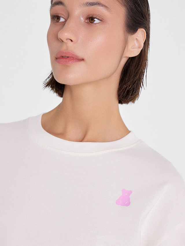 Футболка женская светло-молочная с печатью - 4