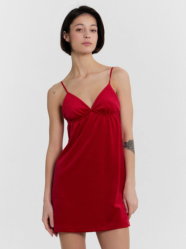 Платье домашнее женское красное - 2