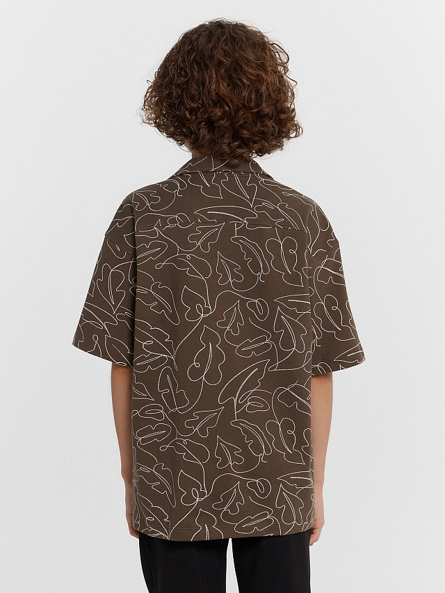 Рубашка для мальчиков коричневая с принтом - 4