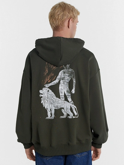 картинка Худи мужское хаки с принтом  от магазина мужской одежды Mark Formelle