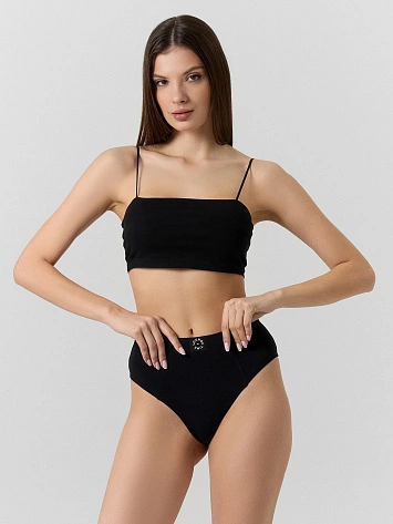 Трусы женские черные с высокой посадкой