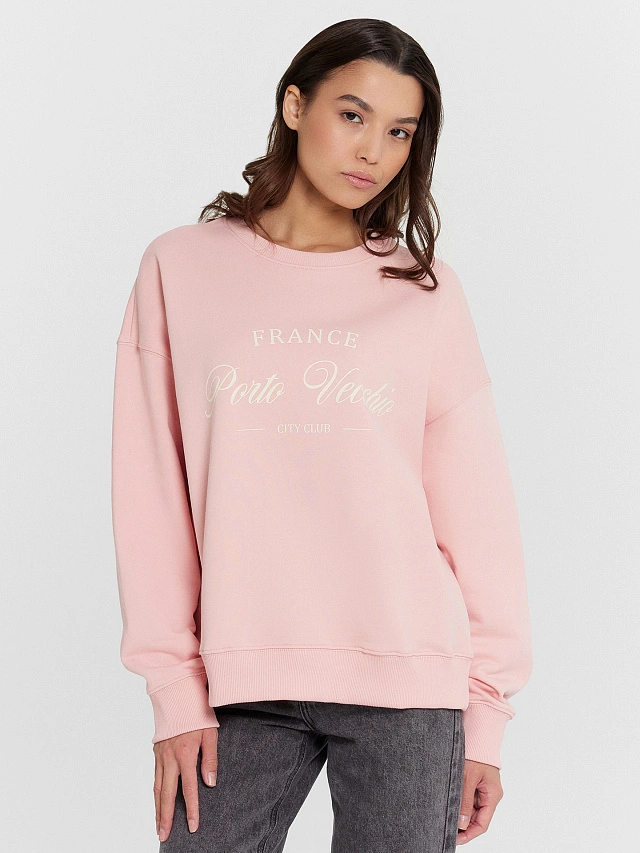 Свитшот женский розовый с надписью France - 3