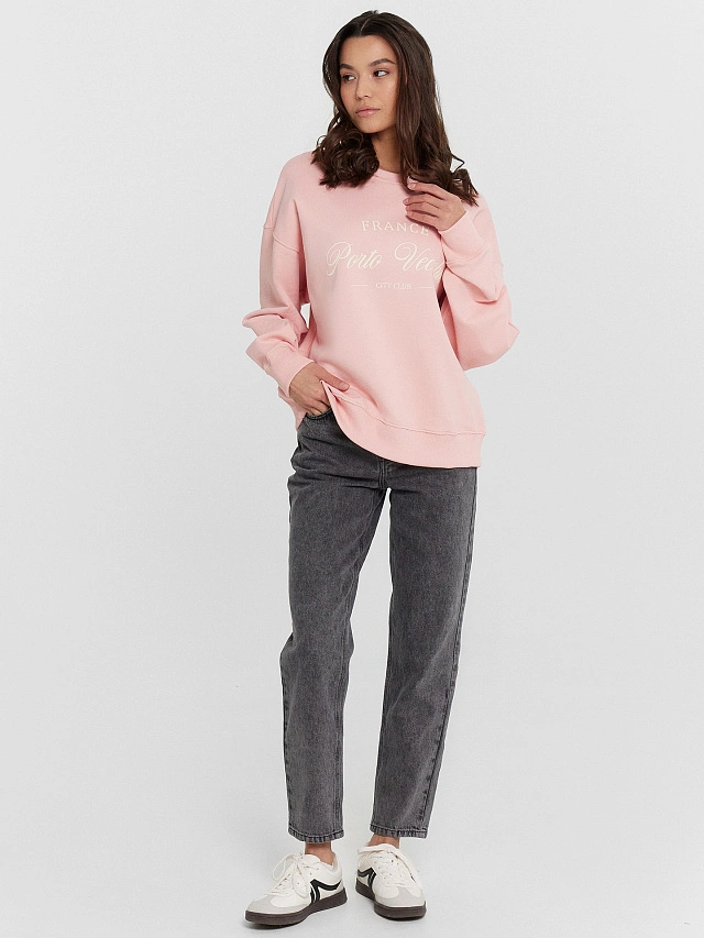 Свитшот женский розовый с надписью France - 4