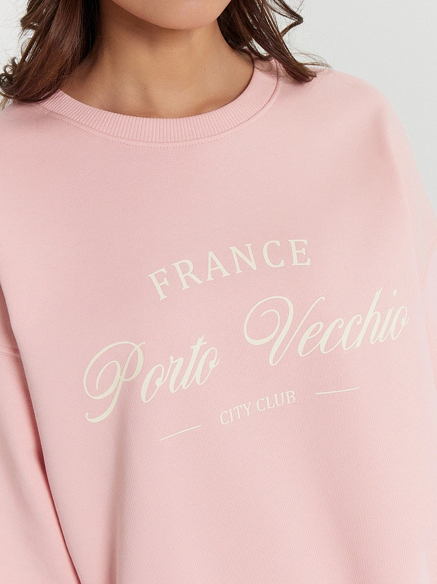 Свитшот женский розовый с надписью France - 6