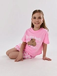 Комплект домашний для девочек розовый с принтом и надписью "i'm not ready"