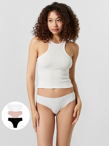 Трусы бразилиана женские бесшовные в наборе, 3 шт