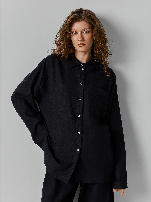 

Рубашка женская, Черный, 24-32084Ц-9