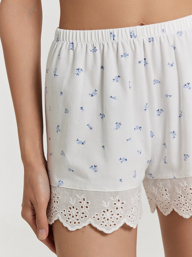 Комплект домашний женский белый с цветочным принтом - 6