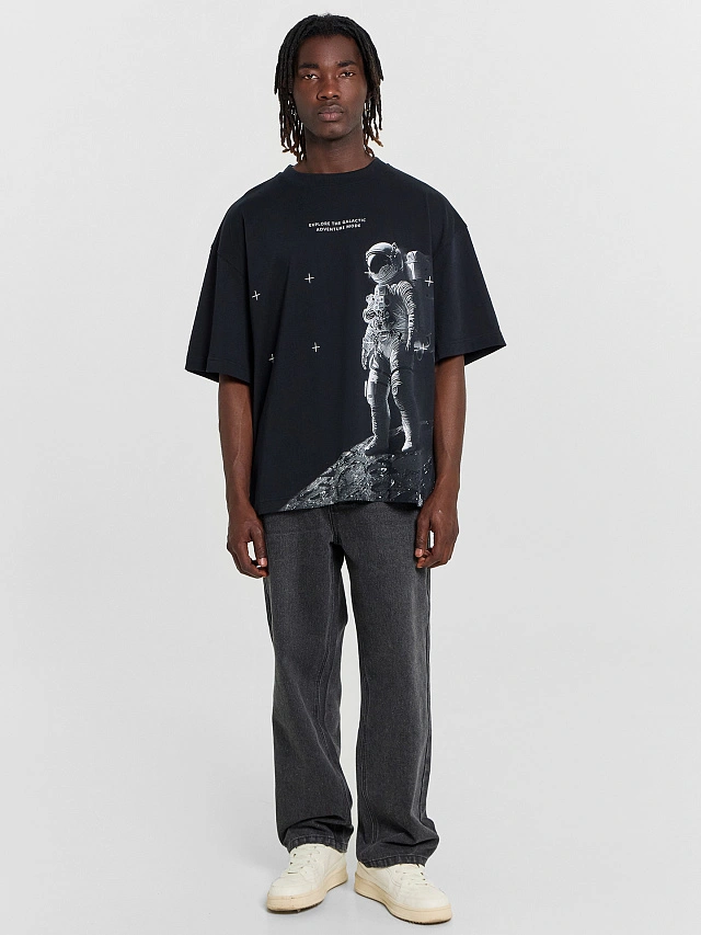 Футболка мужская черная с надписью "Humans space" - 3