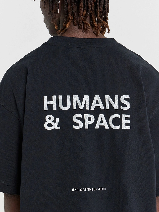 Футболка мужская черная с надписью "Humans space" - 5
