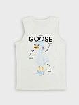 Майка для мальчиков кремовая с принтом и надписью "goose style"