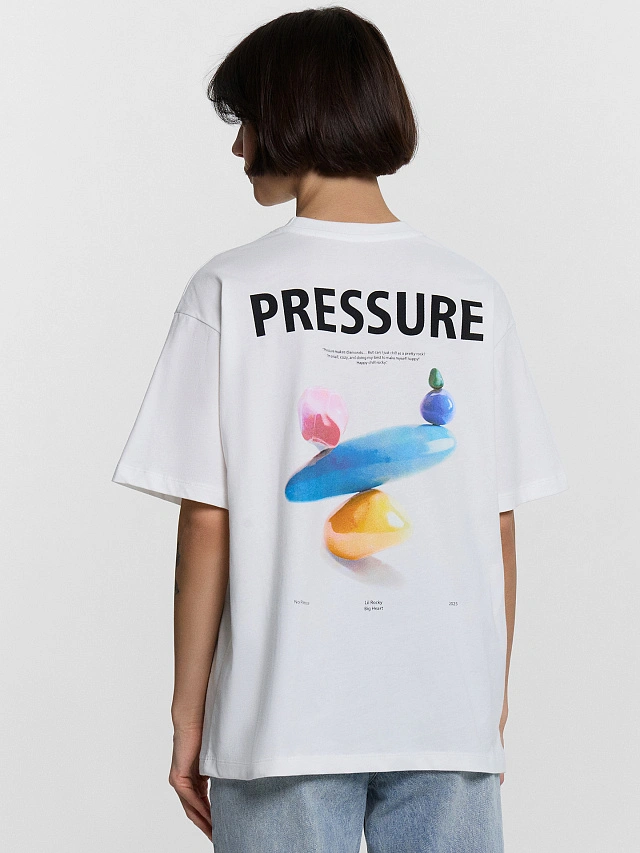

Футболка женская белая с принтом "pressure", Белый +печать8, 24-28199П-0