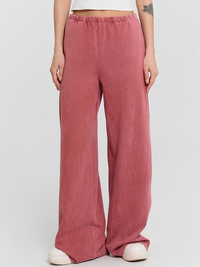 

Брюки женские терракотовые с обработкой эйсид, Терракотовый acid wash, 24-ОБР33349Ц-0