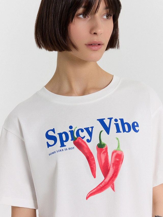 Комплект домашний женский с принтом и надписью "Spicy vibe" - 6
