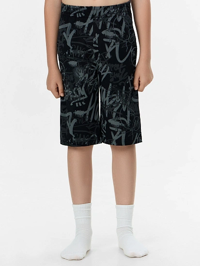картинка Шорты домашние для мальчиков черные с принтом   от магазина одежды для мальчиков от бренда Mark Formelle