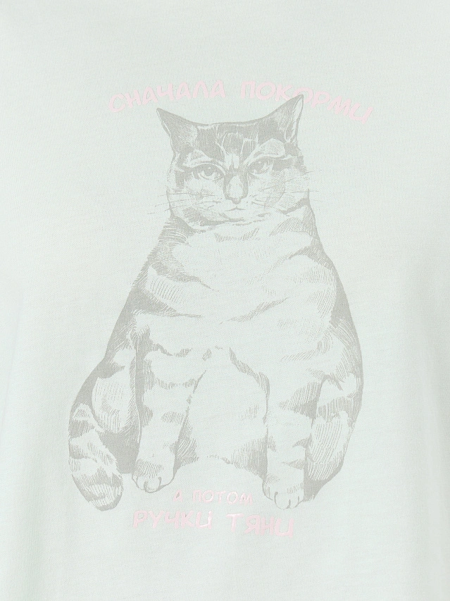 Комплект домашний женский мятный с надписью "сначала покорми, а потом ручки тяни" - 7