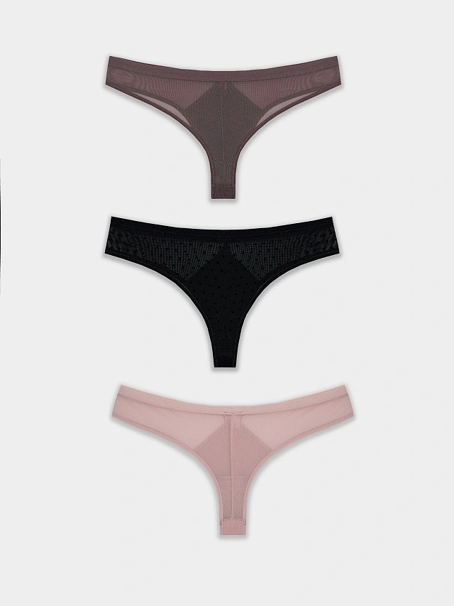 Трусы бразилиана женские в наборе, 3 шт - 9
