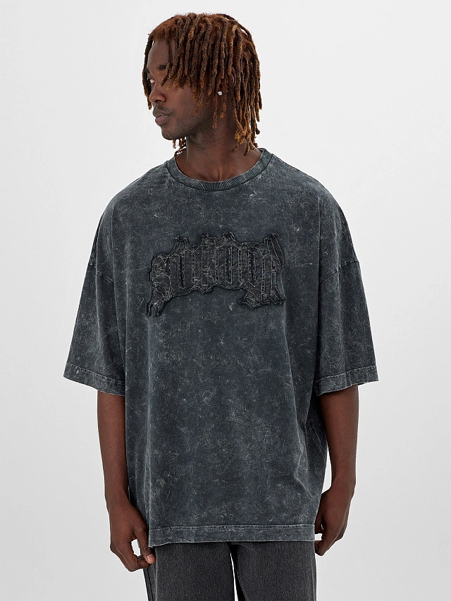 

Футболка мужская, Серый acid wash, 25-ОБР5246П-0-2