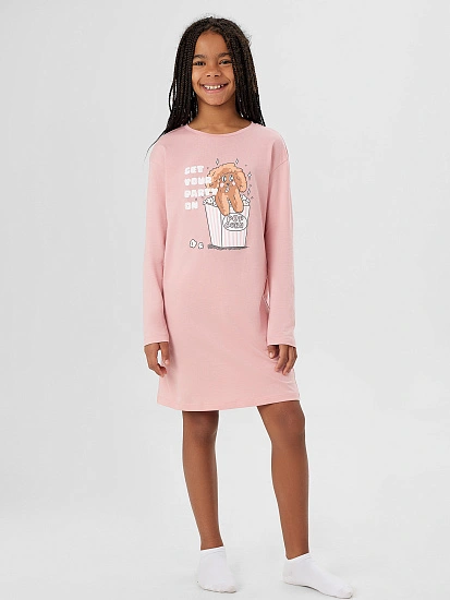 картинка Сорочка ночная для девочек розовая с надписью "Get your party on" от известного бренда одежды для девочек Mark Formelle