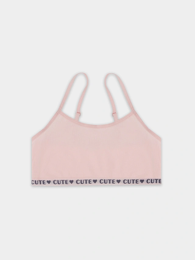 

Топ для девочек розовый с надписью "cute", Нежно -розовый, 24-34085Ц-5
