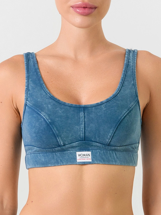 

Бюстье женское с обработкой эйсид, Индиго acid wash, 24-ОБР33369Ц-5