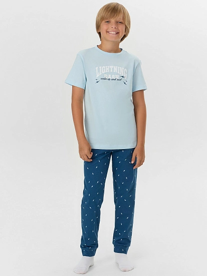 картинка Комплект домашний для мальчиков с надписью "Lightning dash..." от магазина одежды для мальчиков от бренда Mark Formelle
