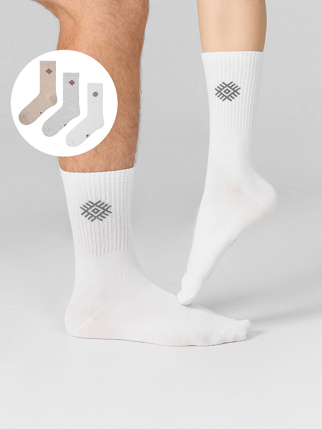 

Носки унисекс в наборе, 3 пары, Белый /беж.мел /св.сер.меланж/, 243559UA