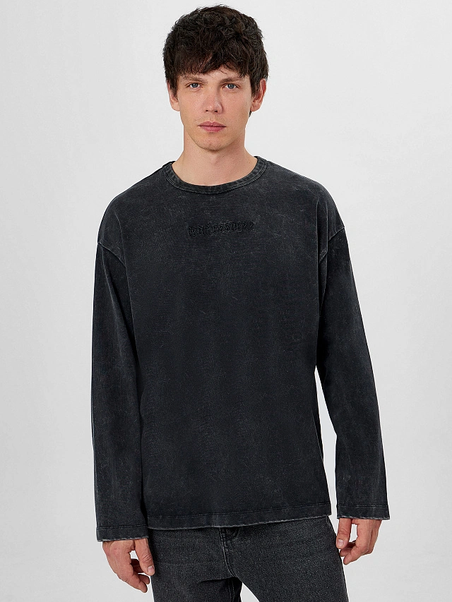 

Лонгслив мужской, Acid wash черный, 25-ОБР5024Ц-0-2