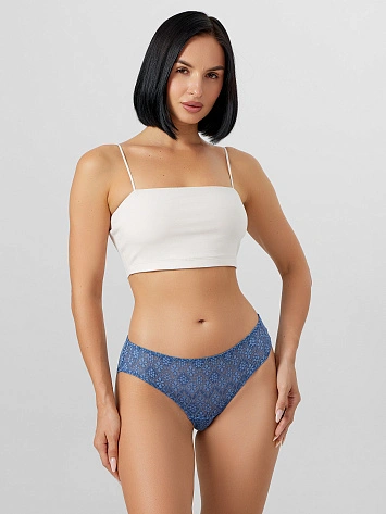 Трусы слипы женские синие кружевные