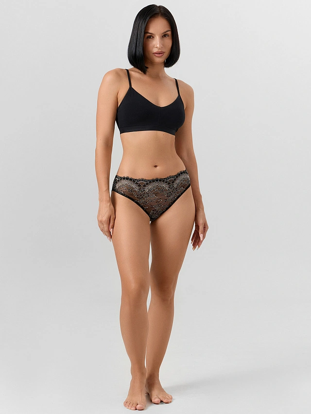 Трусы женские черные классические кружевные - 7