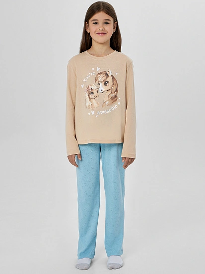 картинка Комплект домашний для девочек с надписью "You're awesome" от известного бренда одежды для девочек Mark Formelle