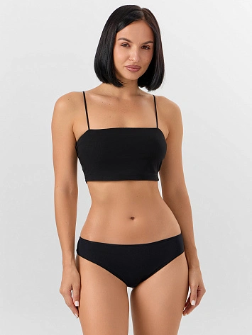 Трусы женские бразилиана черные с кружевными вставками