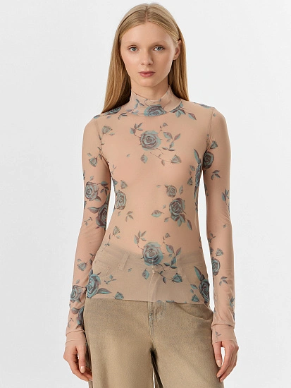 картинка Джемпер женский бежевый из сетки от магазина стильной одежды Mark Formelle