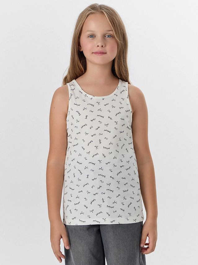 

Топ для девочек, Слова на св.молочном, 25-35580П-0